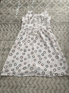 Max Rave White Spaghetti-Strap Dress with gray Ring Print